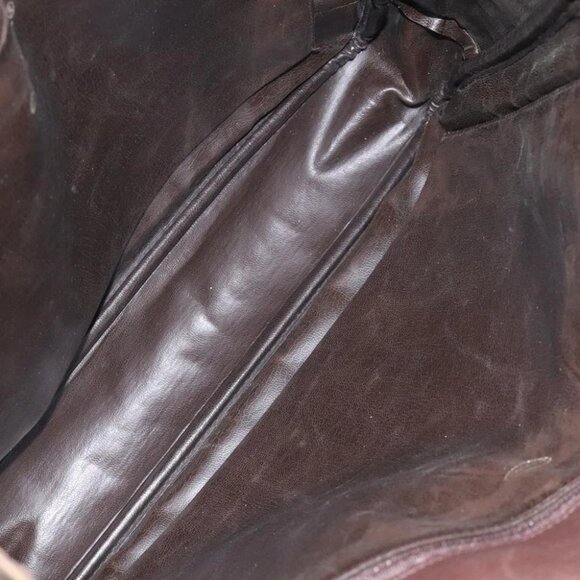 CHANEL Chain Tote Bag Coated Canvas Leather Brown Gold CC Auth bs26043 - Picture 11 of 14